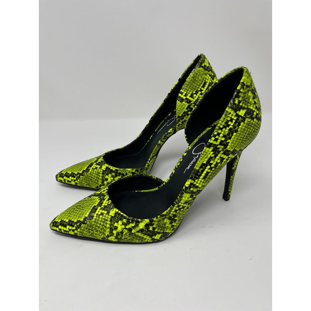 Jessica Simpson Prizma Neon Green Snake Print Pointed Toe Heels Pumps 11 M